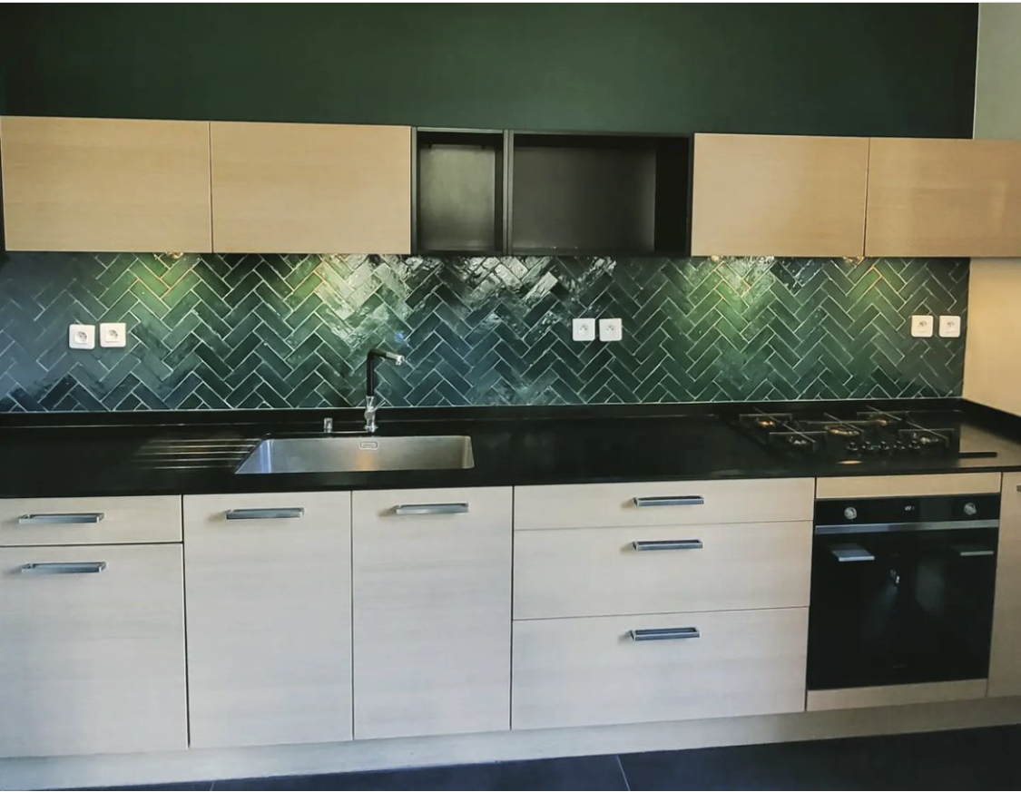 Bejmat vert crédence cuisine